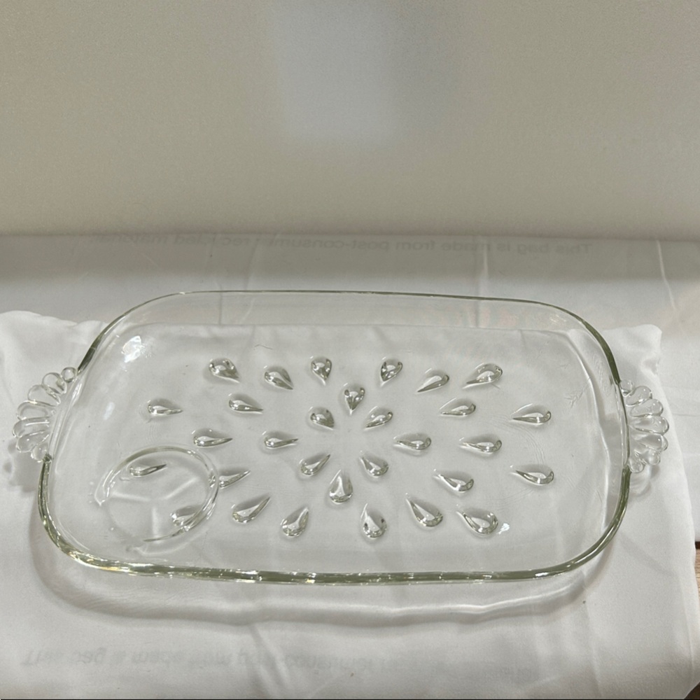 Vintage Clear Hazel Atlas Glass Teardrop Snack Trays (count of 4).